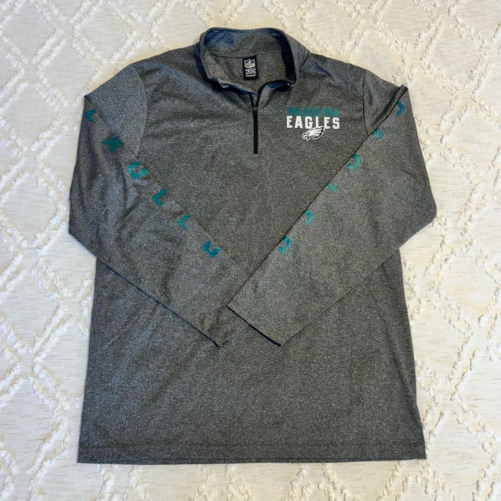 Eagles NFL Team Apparel Gray Quarter Zip size L